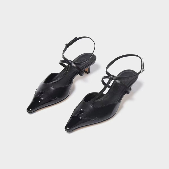 Femme Spids-tå Slingback Sko med kunstnerisk Udsnit-design Stilla