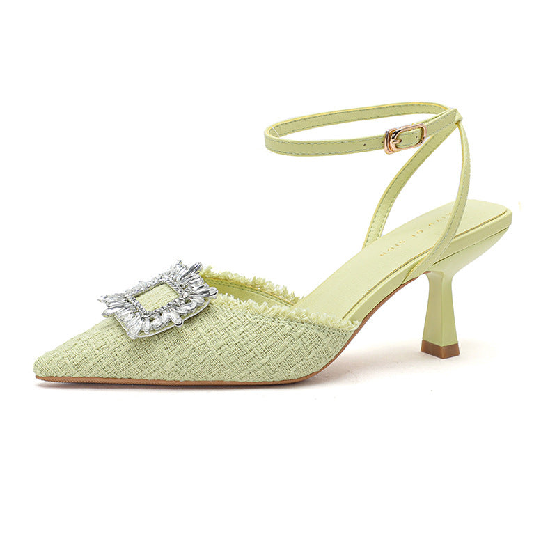 Damer elegante Slingback-hæle med blomsterdekorationer Stilla