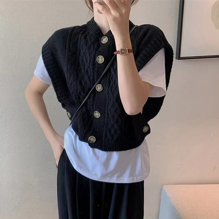 Femme Kabelstrik ærmeløs cardigan Stilla