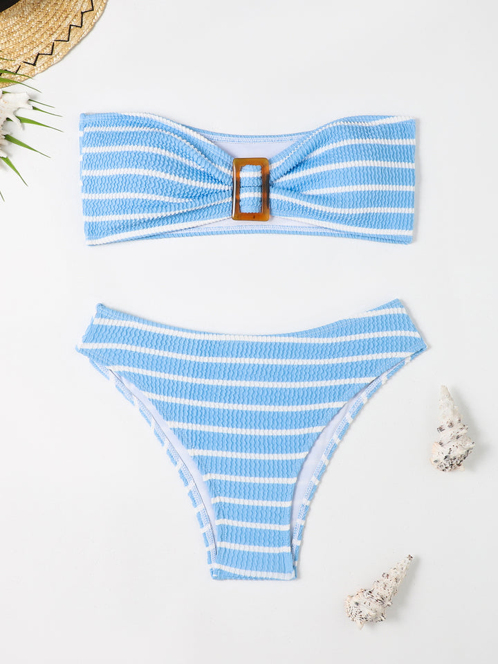 Dame bandeau bikini sæt med raffineret knude design og høj taljeudskæring Stilla