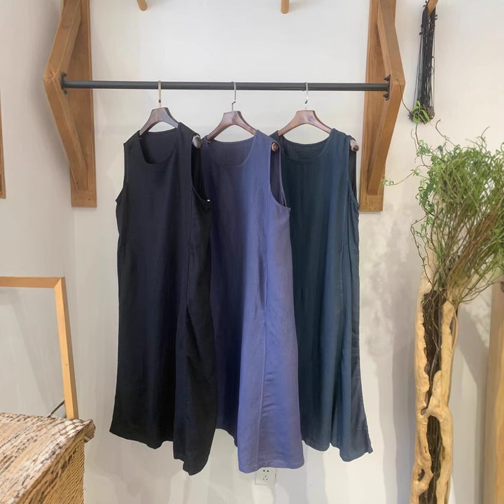 Femme Elegante Ærmeløs Linned Shift Kjole Stilla