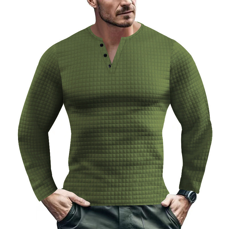 Herrer langærmet Henley-shirt med struktureret design Stilla