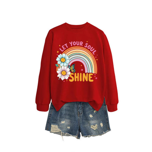 Kvinders sweatshirt med farverig gradient og blomster grafisk design Stilla