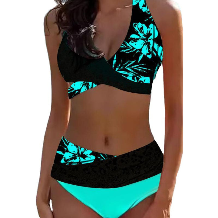Dame to-delt bikini med asymmetrisk design og blomsterprint Stilla