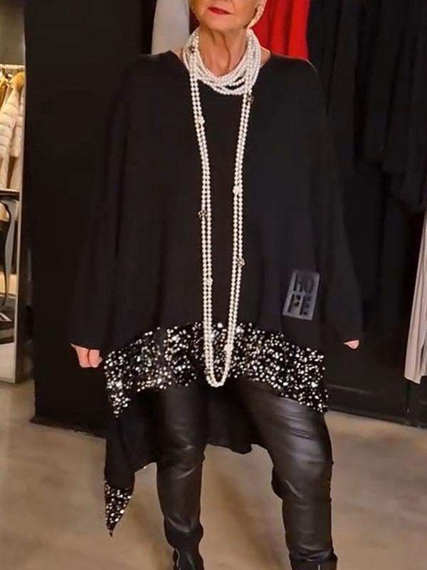 Dame Oversized Pullover med glimmerdetaljer Stilla