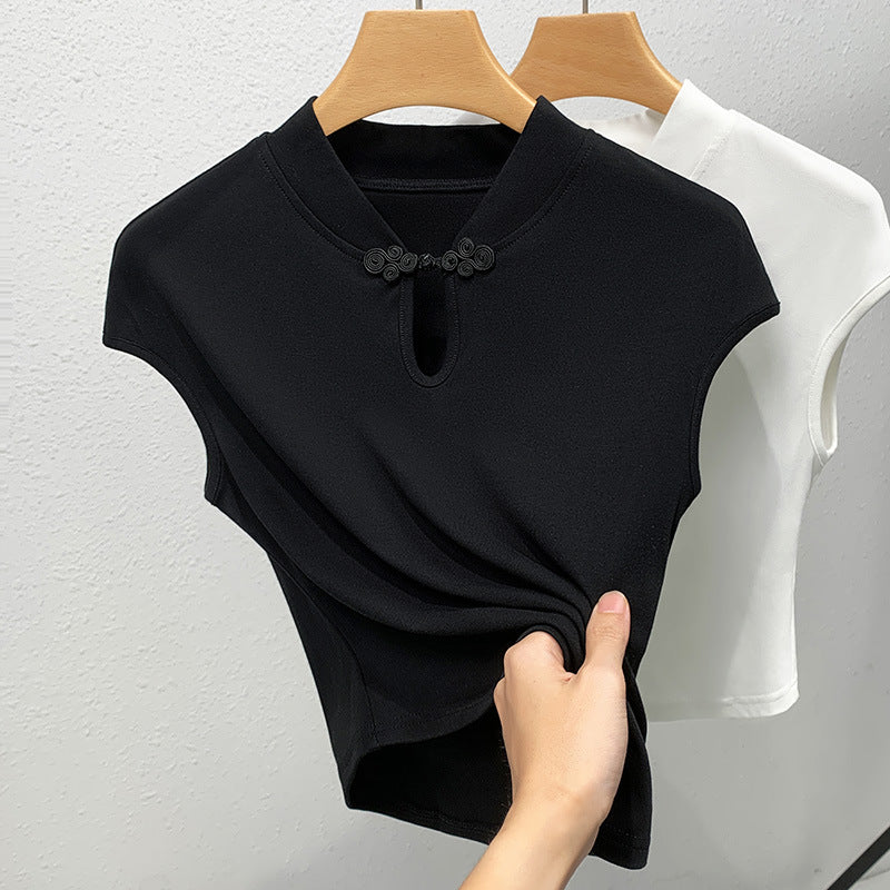 Dame elegant og stilfuld T-shirt med krave Stilla