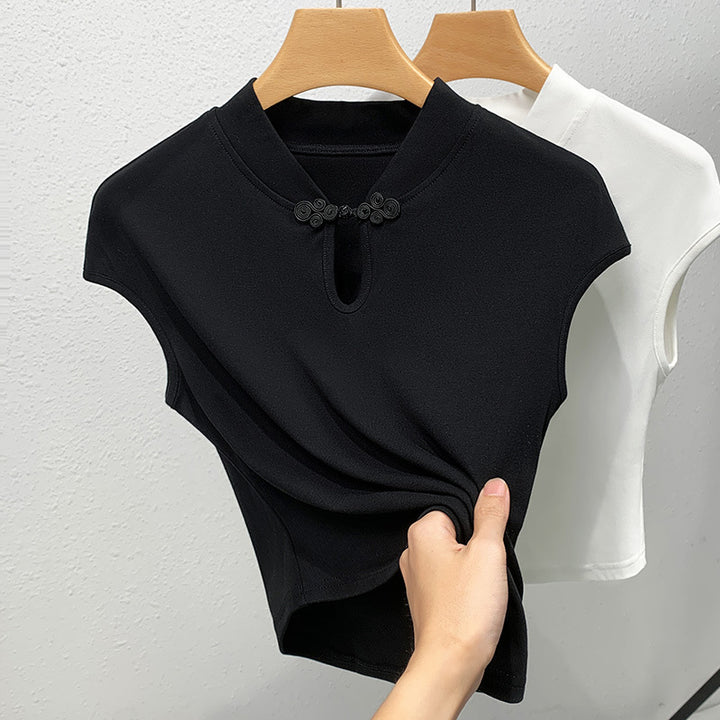 Dame elegant og stilfuld T-shirt med krave Stilla