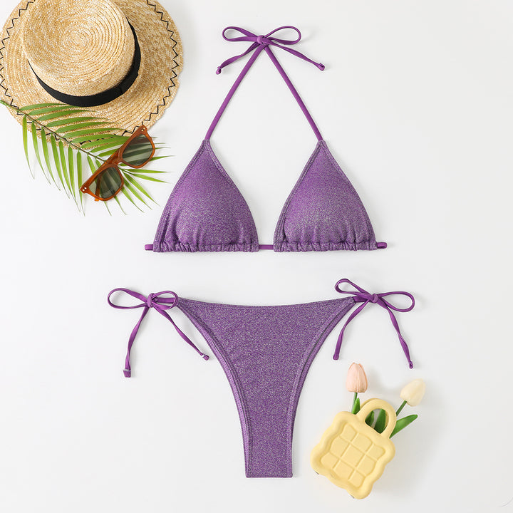 Damer Triangle-Bikini-Sæt med justerbare stropper og glitrende detalje Stilla