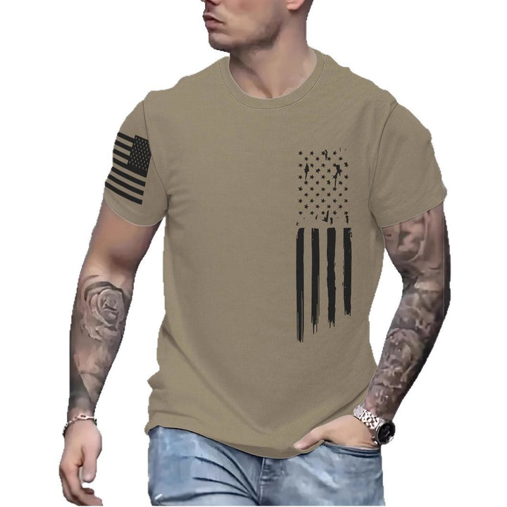 Herrer T-shirt med kreativt bomuldsdesign i vintage-stil og patriotisk flagmotiv Stilla