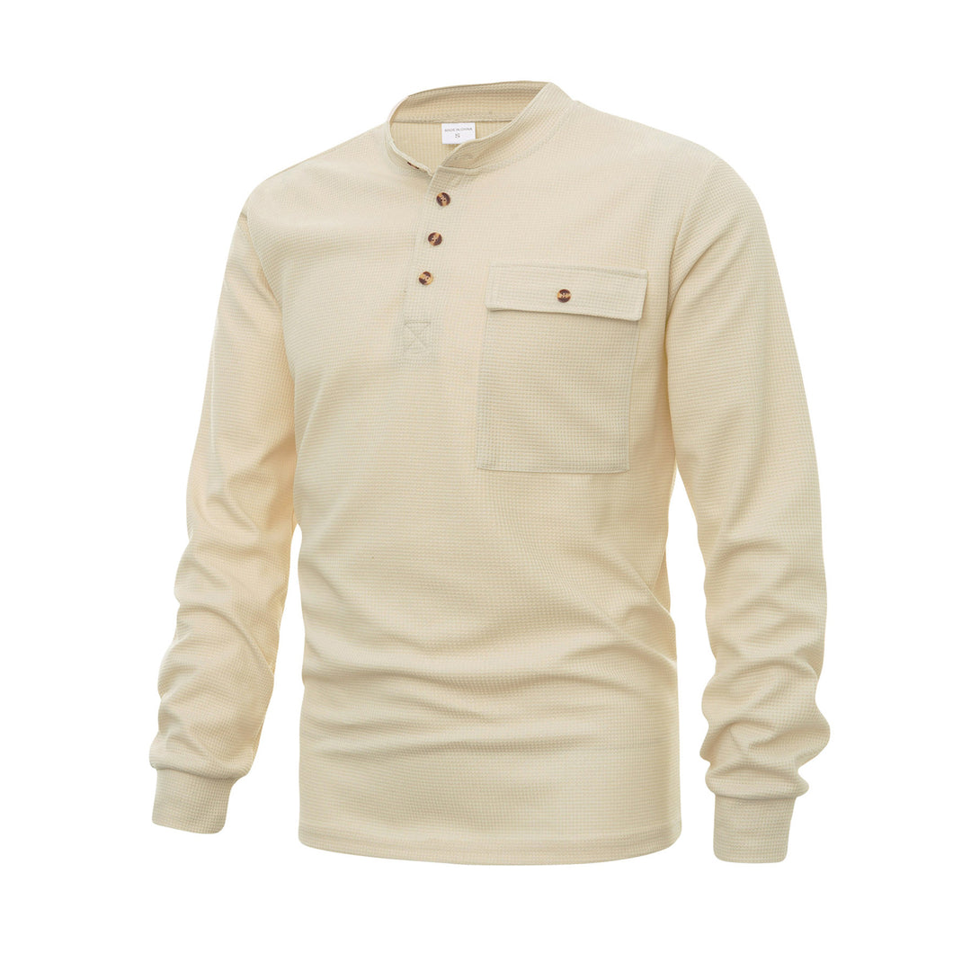 Herrer Langærmet Henley skjorte med struktureret design og praktisk brystlomme Stilla
