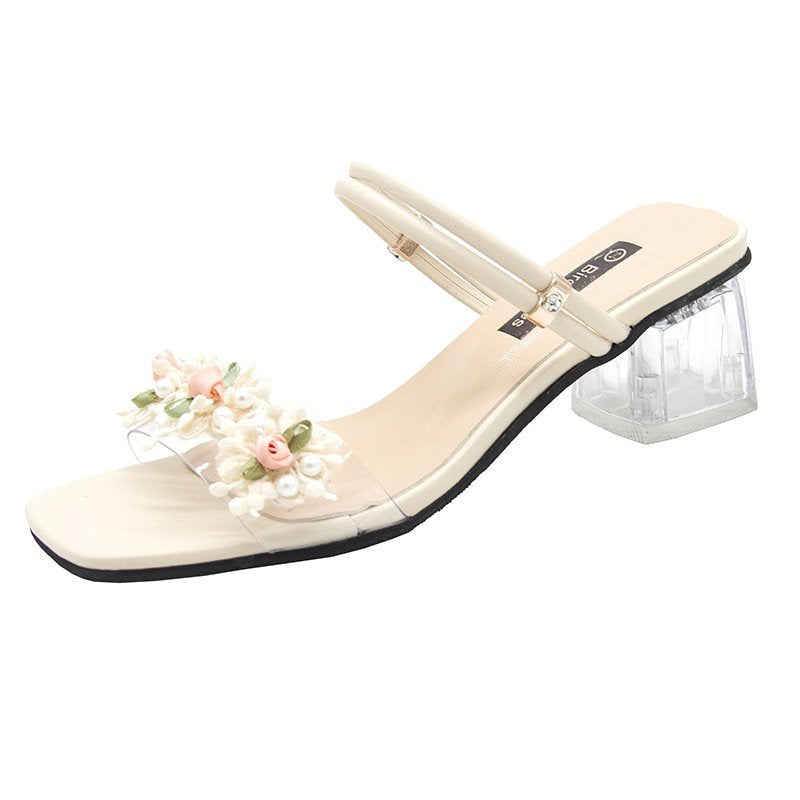 Dame Sandaletter med transparent rem og florale accenter Stilla