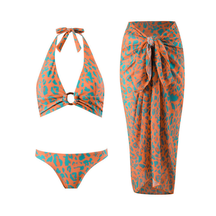 Dame triangel-bikini med legende knude-design og elegant strand nederdel Skovae