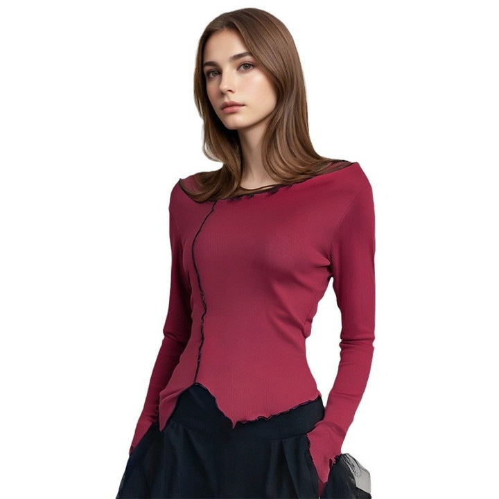Dame Slim-Fit Langærmet skjorte med asymmetrisk kant og fine detaljer Stilla