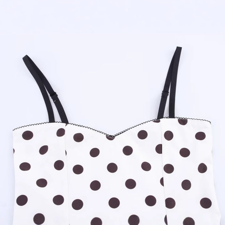Femme Polka Dot Spaghetti-strop Top med justerbare stropper Stilla
