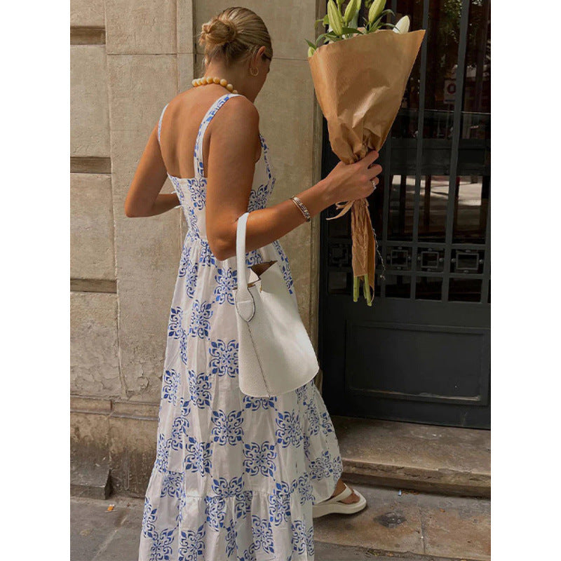Femme Floral Volant Høj-Lav Kjole Stilla