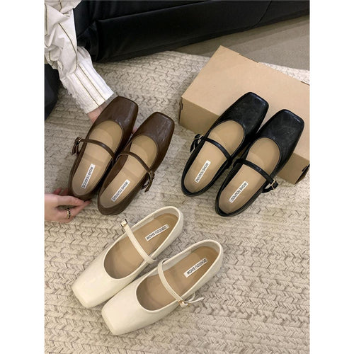 Dame elegante Mary Jane ballerinaer med justerbar rem Stilla