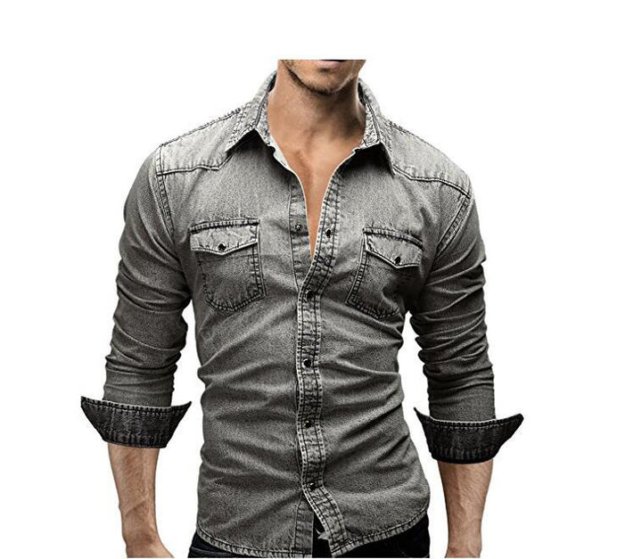 Herre denim skjorte i afslappet slim fit med moderne lomme Stilla