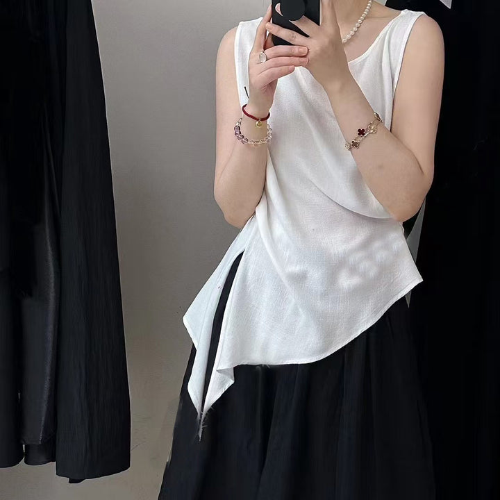 Femme Asymmetrisk Design Top Stilla