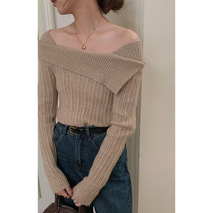 Damer Off-Shoulder Strikpullover med fashionable snit Stilla