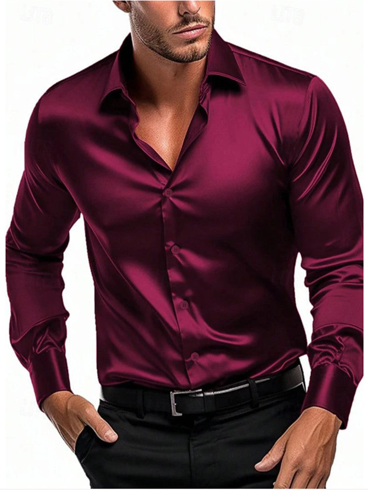 Herrer Hochglans Satin skjorte med moderne snit og elegante detaljer Stilla