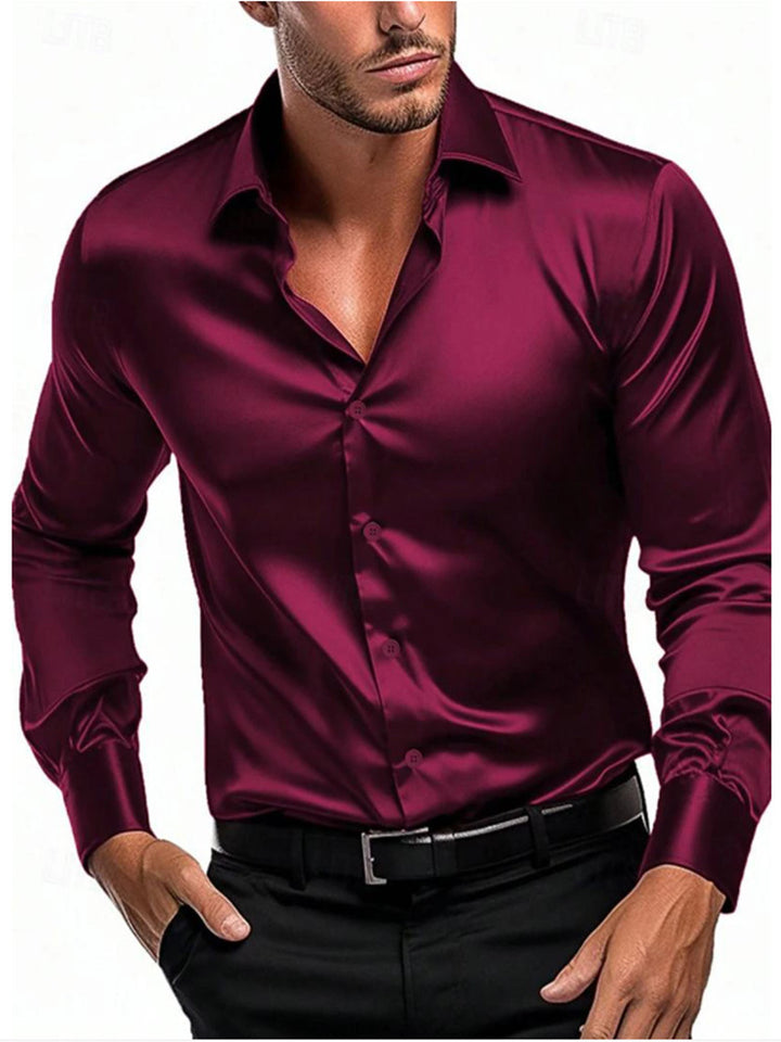 Herrer Hochglans Satin skjorte med moderne snit og elegante detaljer Stilla