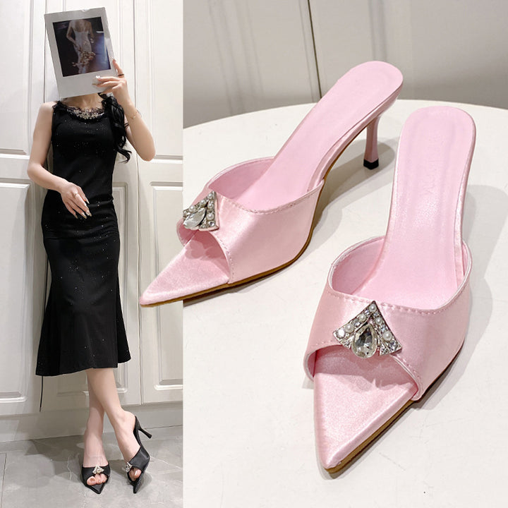 Dame Elegante Slingback-Pumps med funklende smykkedetalje og stilfuldt design Stilla