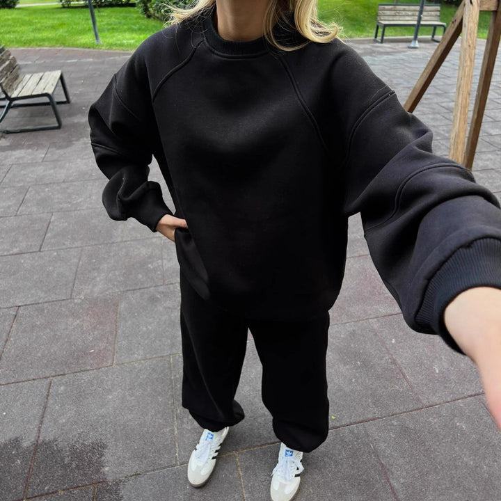 Kvinders afslappede sweatshirt og bredskåne joggerbukser sæt Skovae