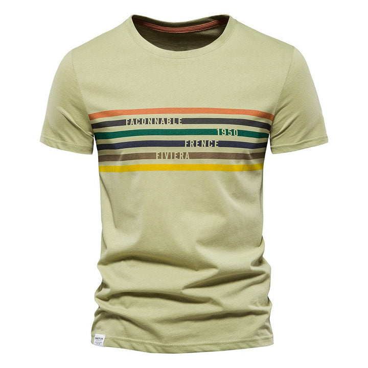 Herrer T-shirt med moderne stribedesign og blødt bomuldsstof Stilla