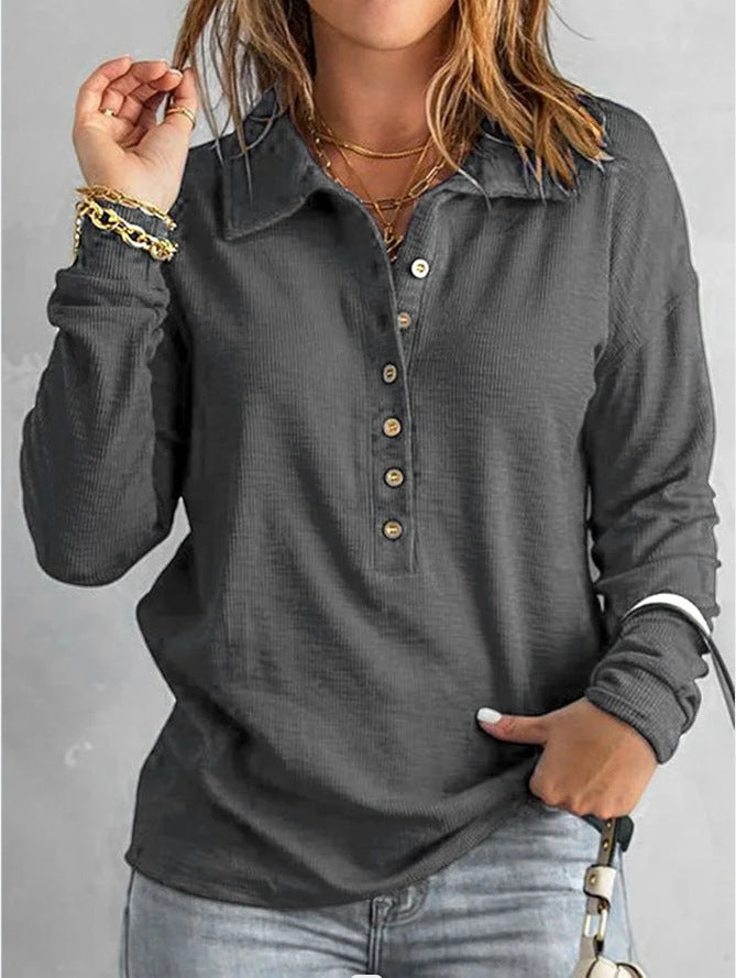 Stilla | Elegant Langærmet Bluse Med Knapliste