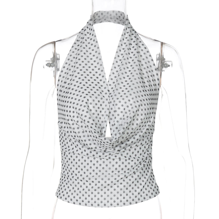 Dame indpakningsbluse med polka-dot design og elegant V-udskæring Stilla