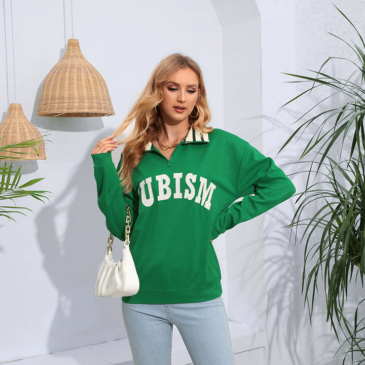 Kvinders sporty sweater med kontrastkrave Stilla