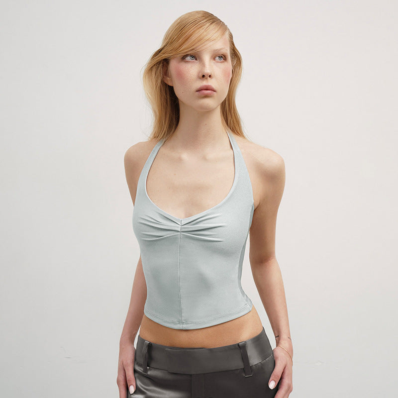 Damen Sportliches Crop-Top mit Halterträgern und figurbetontem Schnitt Skovae