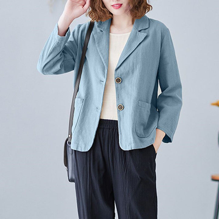 Kvinders afslappede linned blazer med stilfulde kontrastknapper Stilla