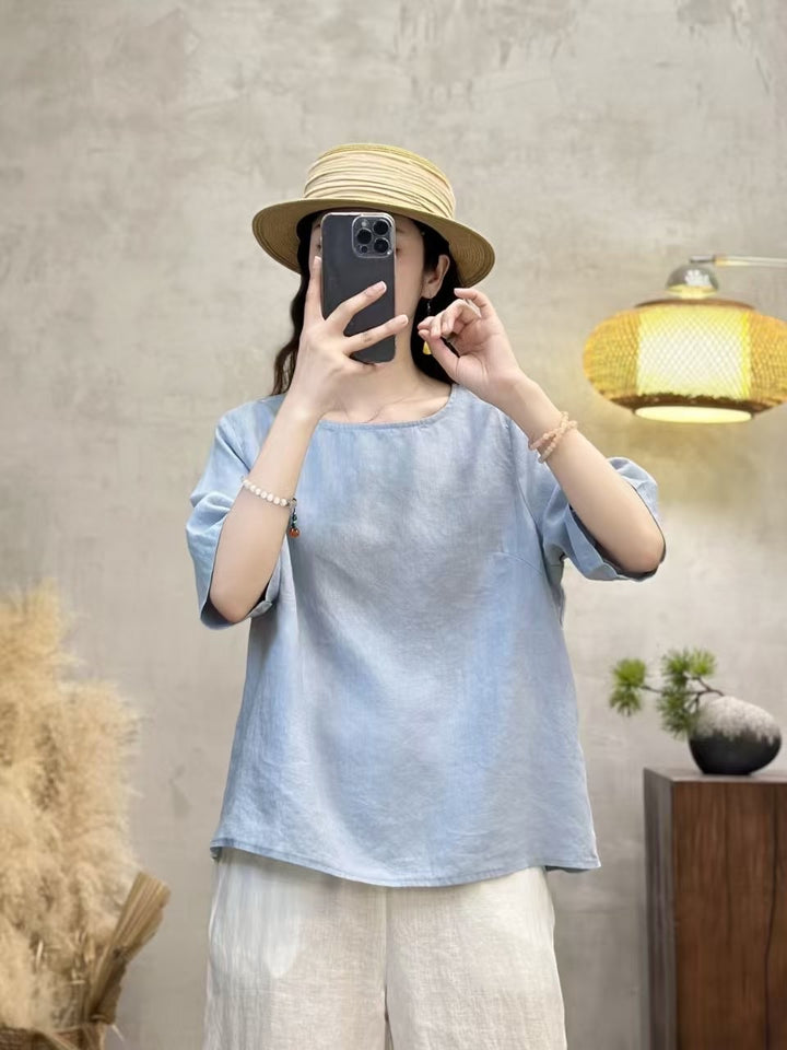 Femme Casual Afslappet Fit Linen Top Stilla