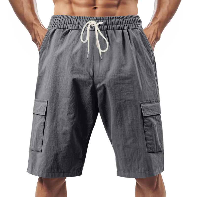 Herrer Cargo-shorts med elastisk talje og funktionelle lommer Stilla