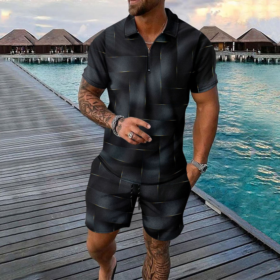 Herrer fritid kortærmet sæt med lynlås og modetrend Stilla