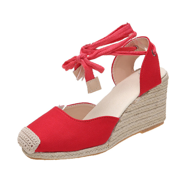 Dame Wedge-Pantoletten med flettet jute-detalje Stilla