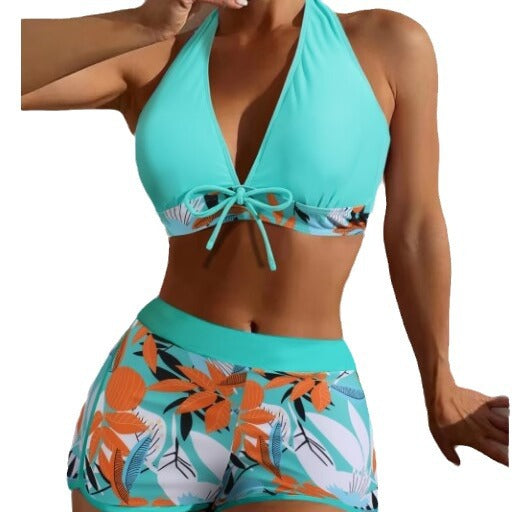 Dame sport-bikini-sæt med højskåret top og stilfulde shorts Stilla