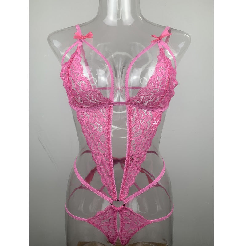 Dame spids-bodysuit med forførende detaljer og dekorative sløjfer Stilla