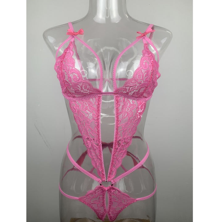 Dame spids-bodysuit med forførende detaljer og dekorative sløjfer Stilla