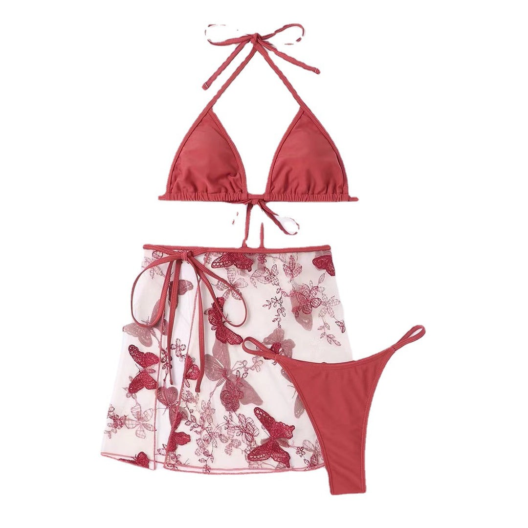 Dame bikini sæt med forførende spids overlay og justerbare stropper Stilla