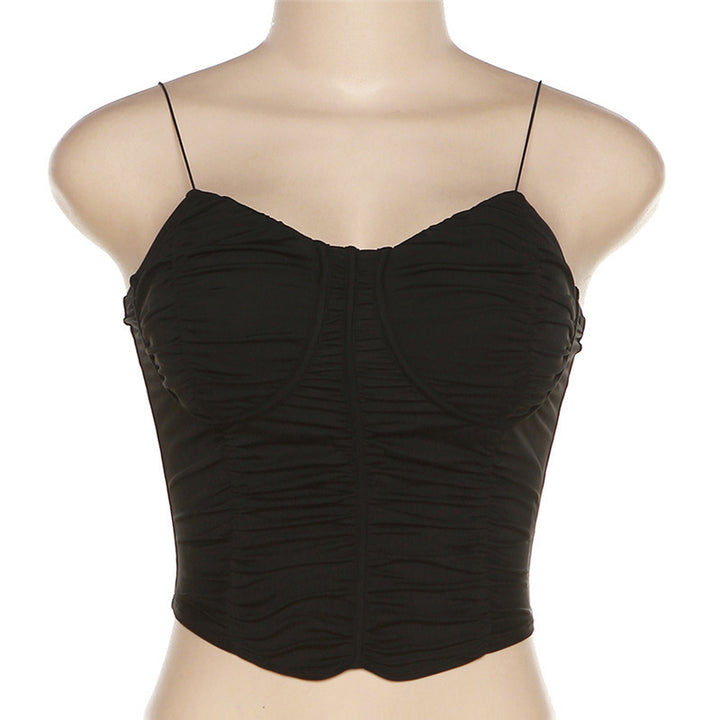 Dame Bustier-top med rynket design og justerbare stropper Stilla