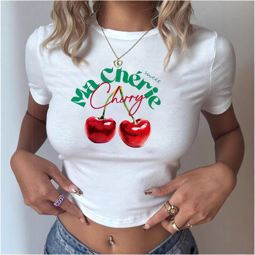 Dame T-Shirt med kreativt nøglehjerte-motiv og moderne print Skovae