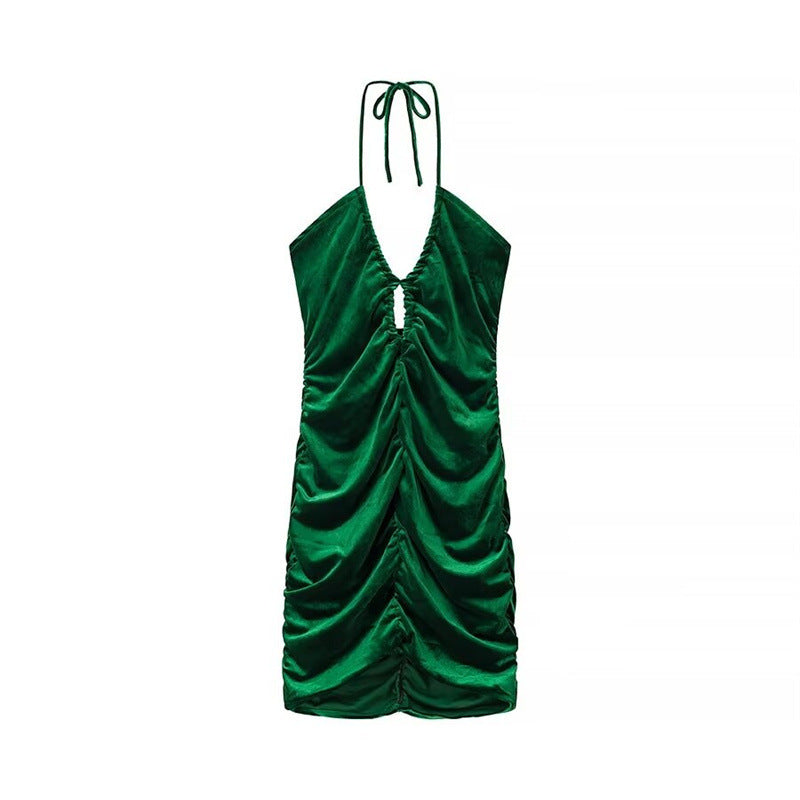 Femme Halter Neck Rüschen Mini Kjole Stilla