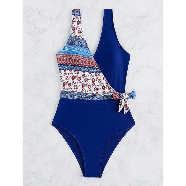 Dame En-Sidet Cut-Out Badedragt med floralt design og moderigtig bælte Stilla