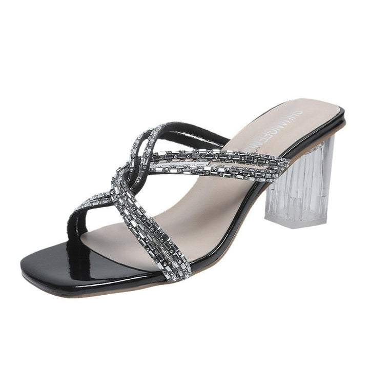 Dame elegante højhælede sandaler med funklerende remdesign Stilla