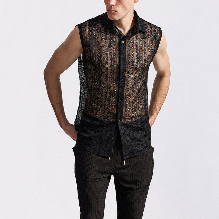 Herrer Gennemsigtig Spids Bluse Stilla