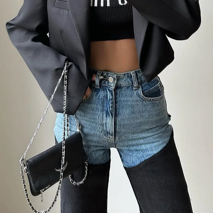 Dame High-Waist Jeans med asymmetrisk design Stilla