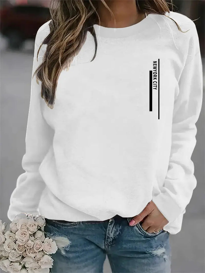 Kvinders sweatshirt med moderne bytryk Stilla