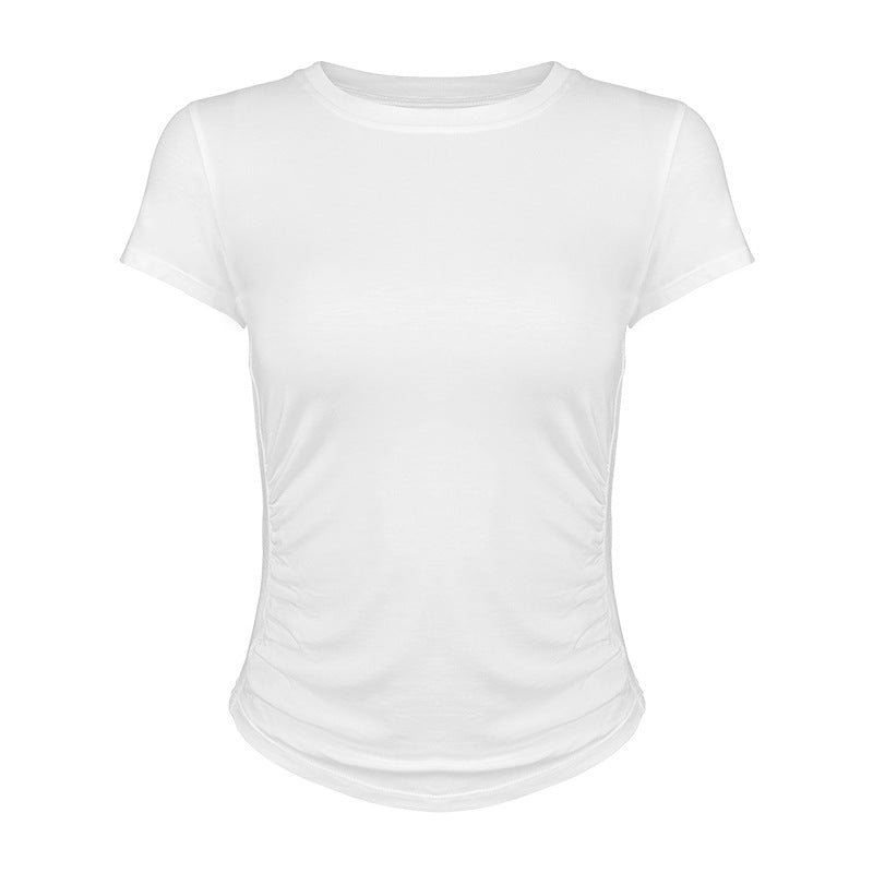 Dame fritids-T-shirt med raffineret rynkeeffekt og elastisk materiale Stilla